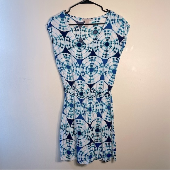 Banana Republic Factory Dresses & Skirts - Banana Republic rayon green blue and white summer short sleeved dress sundress